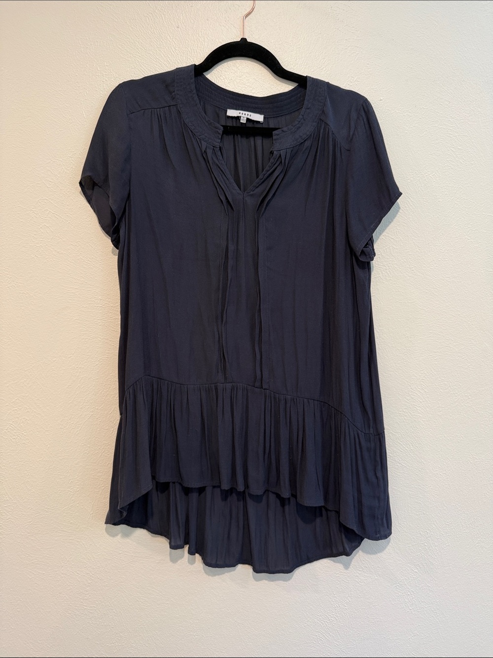 RO&DE Dark Navy Short-Sleeve Ruffled Tunic